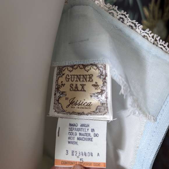Nwt vintage gunne sax dress baby blue lace maxi xs 0 deadstock 70s 80s 5 - Picture 5 of 9